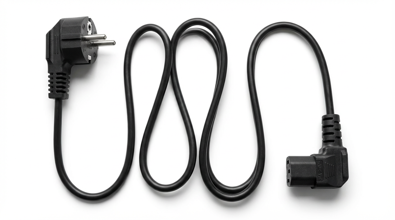 Пользовательский трехконтактный угловой сетевой шнур стандарта EU, разъем и кабель электропитания с токопроводящими жилами из CCA (алюминиево-медного сплава