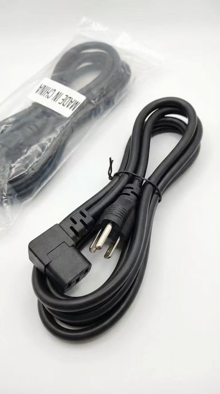 Промышленный американский 3-контактный угловой сетевой шнур, удлинительный кабель питания для ноутбука (стандарт США)