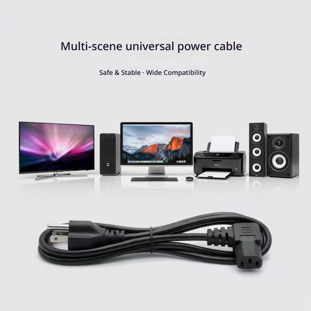 Промышленный американский 3-контактный угловой сетевой шнур, удлинительный кабель питания для ноутбука (стандарт США)