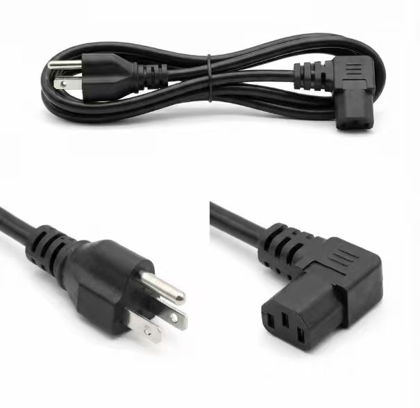 Промышленный американский 3-контактный угловой сетевой шнур, удлинительный кабель питания для ноутбука (стандарт США)