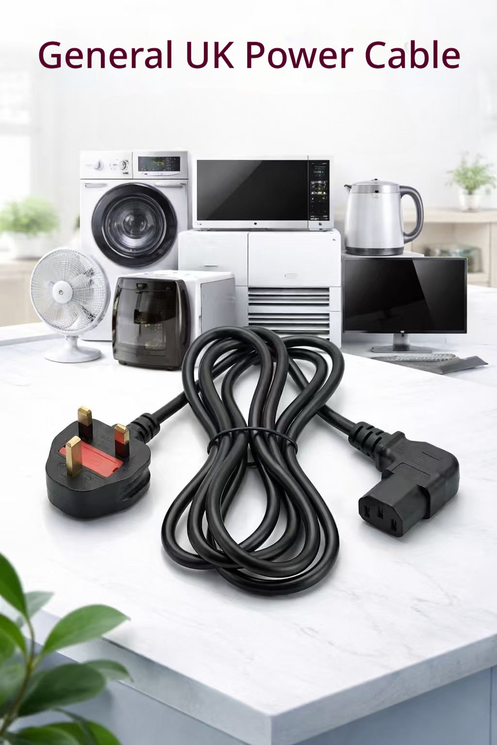 Угловой сетевой кабель (IEC C13 – BS 3-pin) с предохранителем для компьютера