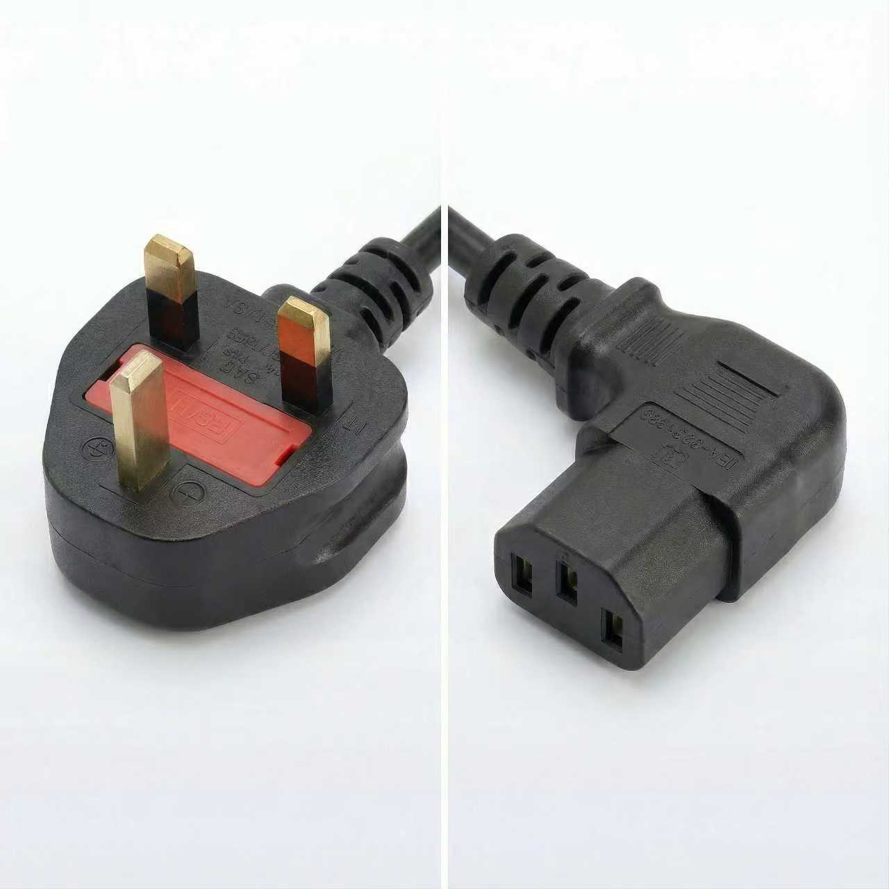 Угловой сетевой кабель (IEC C13 – BS 3-pin) с предохранителем для компьютера