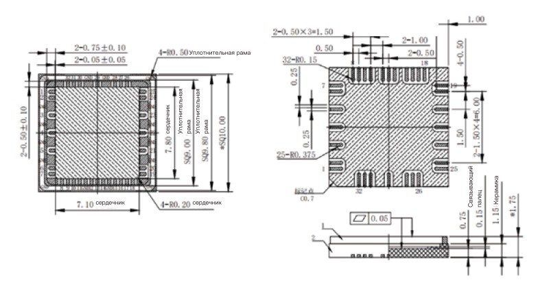Керамический четырехсторонний корпус для поверхностного монтажа без выводов 11 (20)