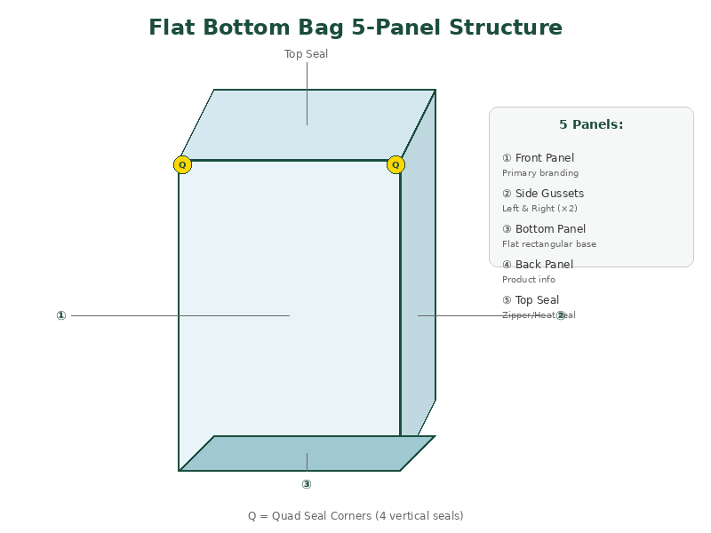 Рисунок 1: 5-панельная структура пакета с плоским дном