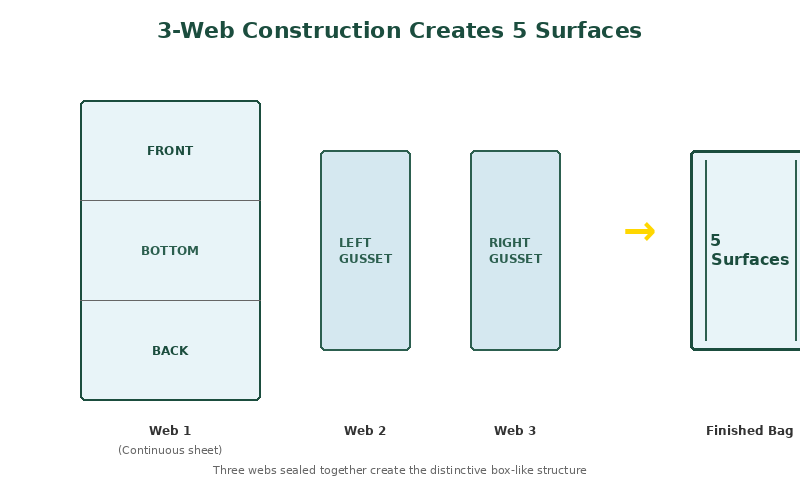 Рисунок 2: 3-полотенная конструкция создаёт 5 поверхностей