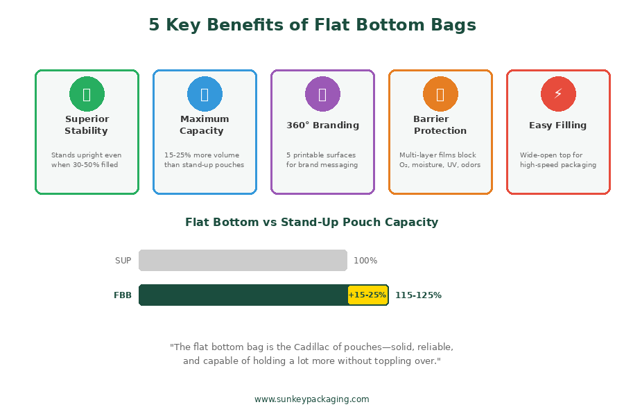 Рисунок 4: 5 ключевых преимуществ пакетов с плоским дном