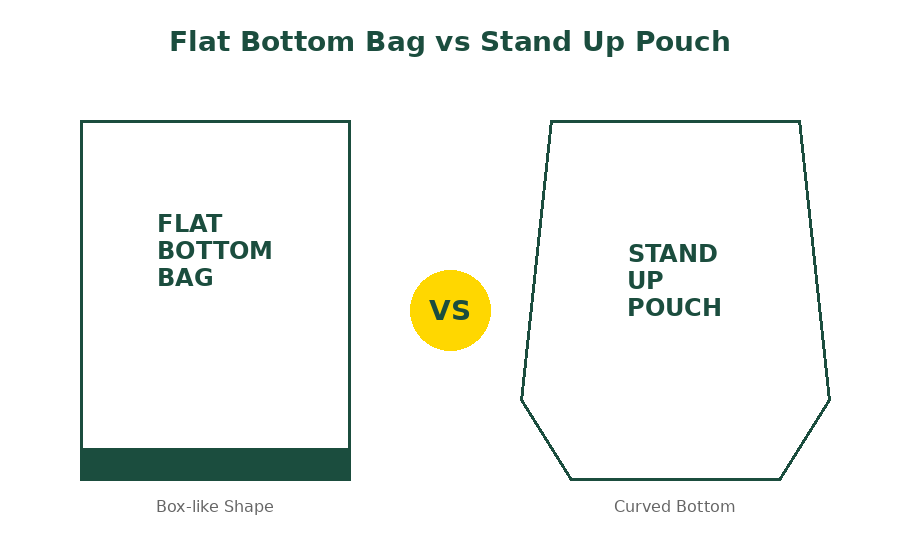 Рисунок 1: Визуальное сравнение пакета с плоским дном и дой-пака