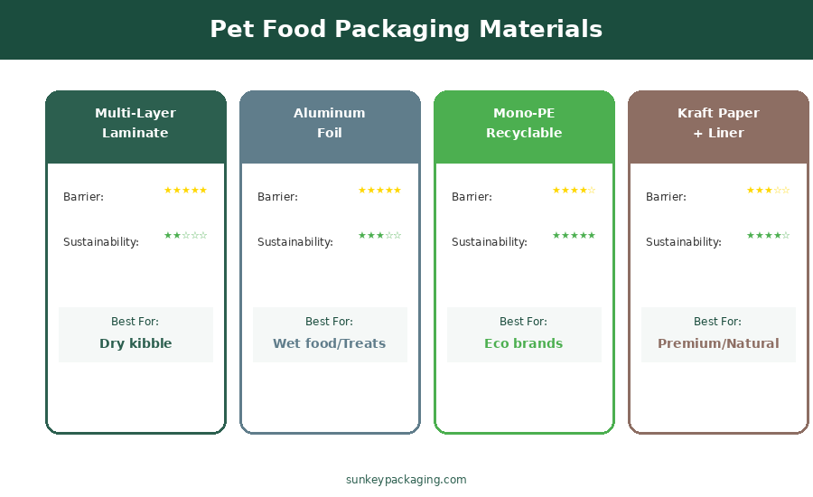 Рисунок 3: Варианты материалов для упаковки кормов