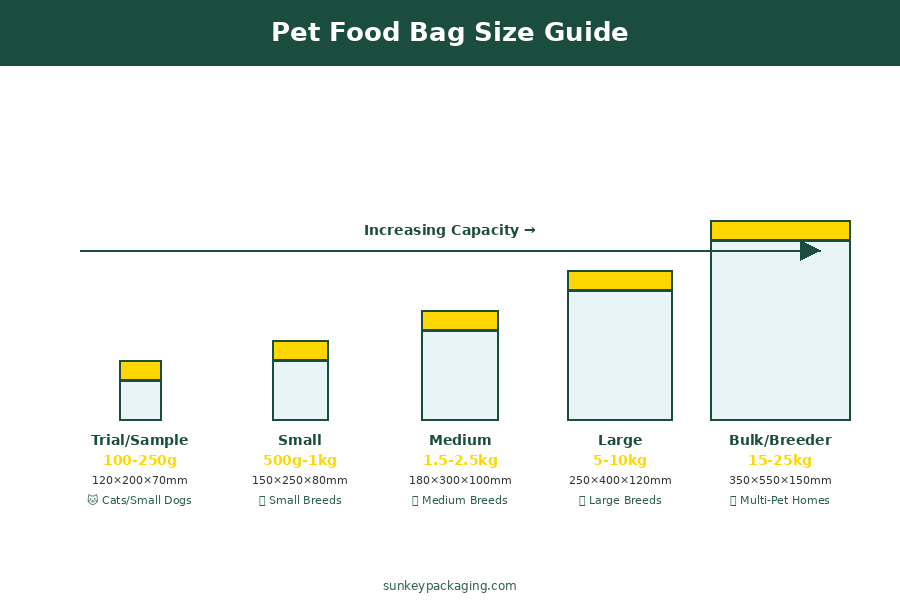 Рисунок 5: Руководство по размерам пакетов для кормов