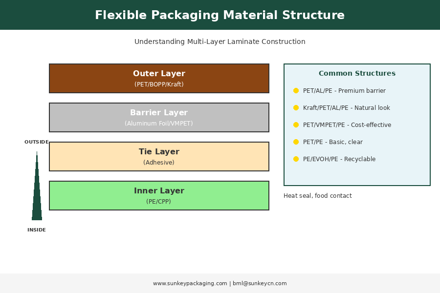 Рисунок 1: Многослойная ламинатная структура гибкой упаковки