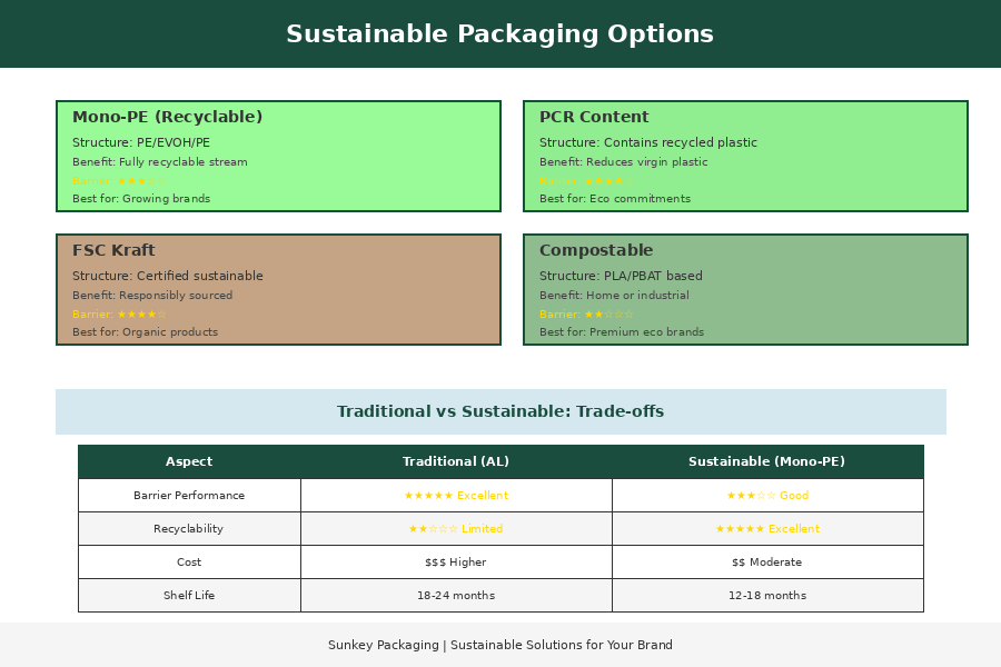 Рисунок 5: Экологичные варианты упаковочных материалов