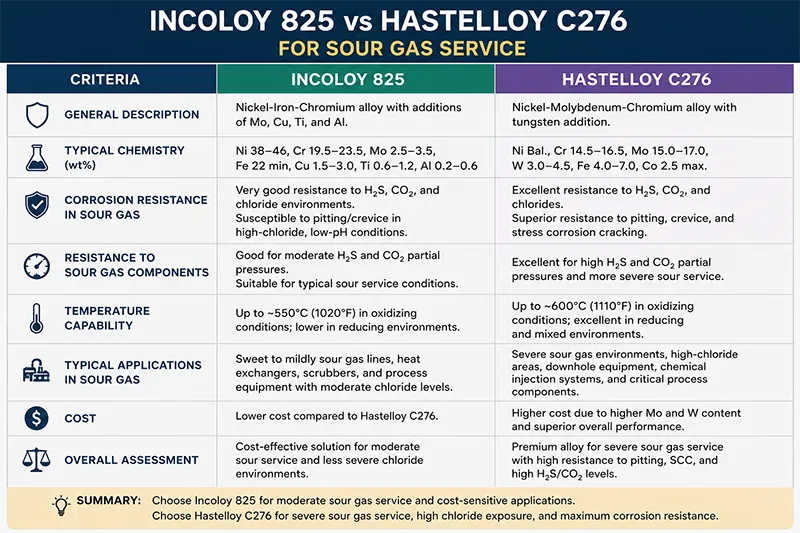 Incoloy 825 Против Hastelloy C276 Для Кислых Газов