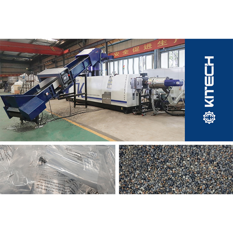 Переработка ПЭНП-плёнки в гранулы: одноступенчатый гранулятор Kitech серии KCP с режущим компактором