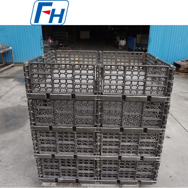 1.4848 Термостойкие стальные штабелируемые корзины для термообработки для использования в роликовых печах