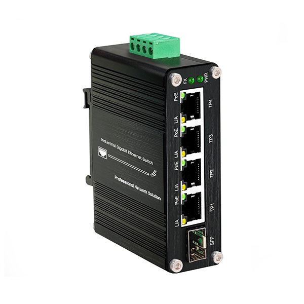 Industrial 4-Port 10/100/1000T 802.3at PoE+Switch with 12~48VDC-LNK-IMC104G-SFP