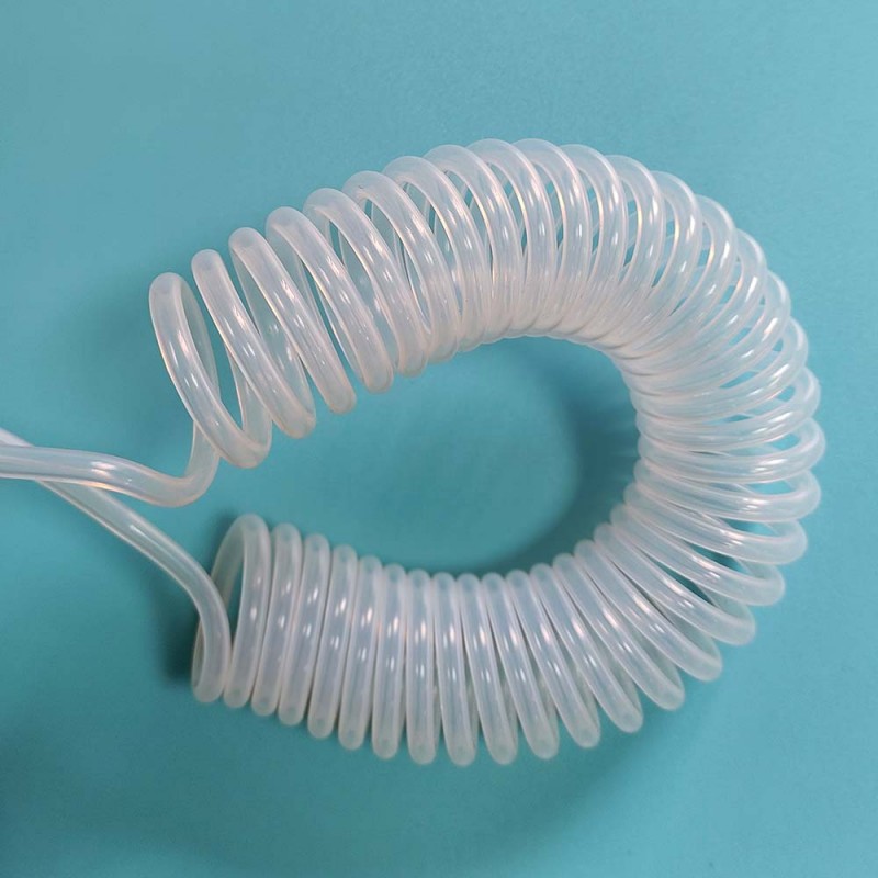 Прозрачная, эластичная, коррозионностойкая, кислото- и щелочестойкая спиральная трубка для перекачки газов и жидкостей из тефлона FEP F46