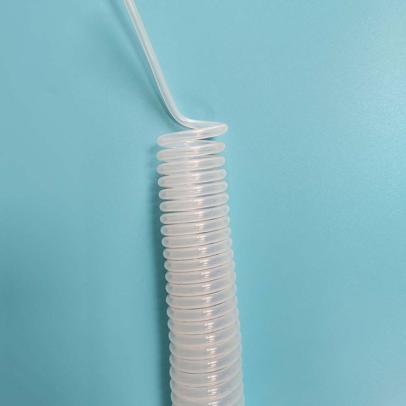 Прозрачная, эластичная, коррозионностойкая, кислото- и щелочестойкая спиральная трубка для перекачки газов и жидкостей из тефлона FEP F46