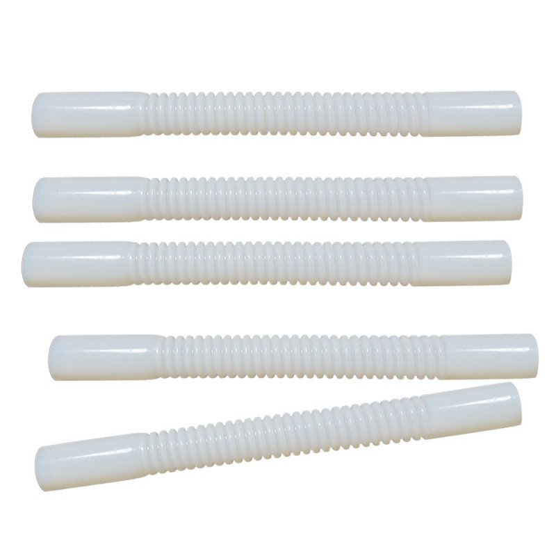 Прозрачные гофрированные гибкие шланги из тефлона/ПТФЭ молочно-белого цвета, с плоским концом и прямым сечением