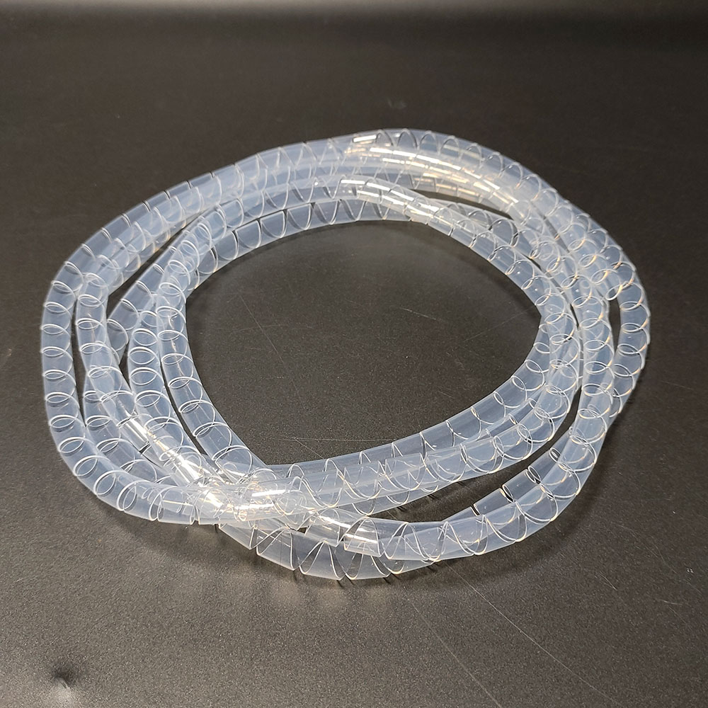Прозрачная трубка из FEP/PTFE, нарезанная роторным способом, устойчивая к высоким и низким температурам, коррозионностойкая, огнестойкая, спирально намотанная из тефлона, для проводов и кабелей.