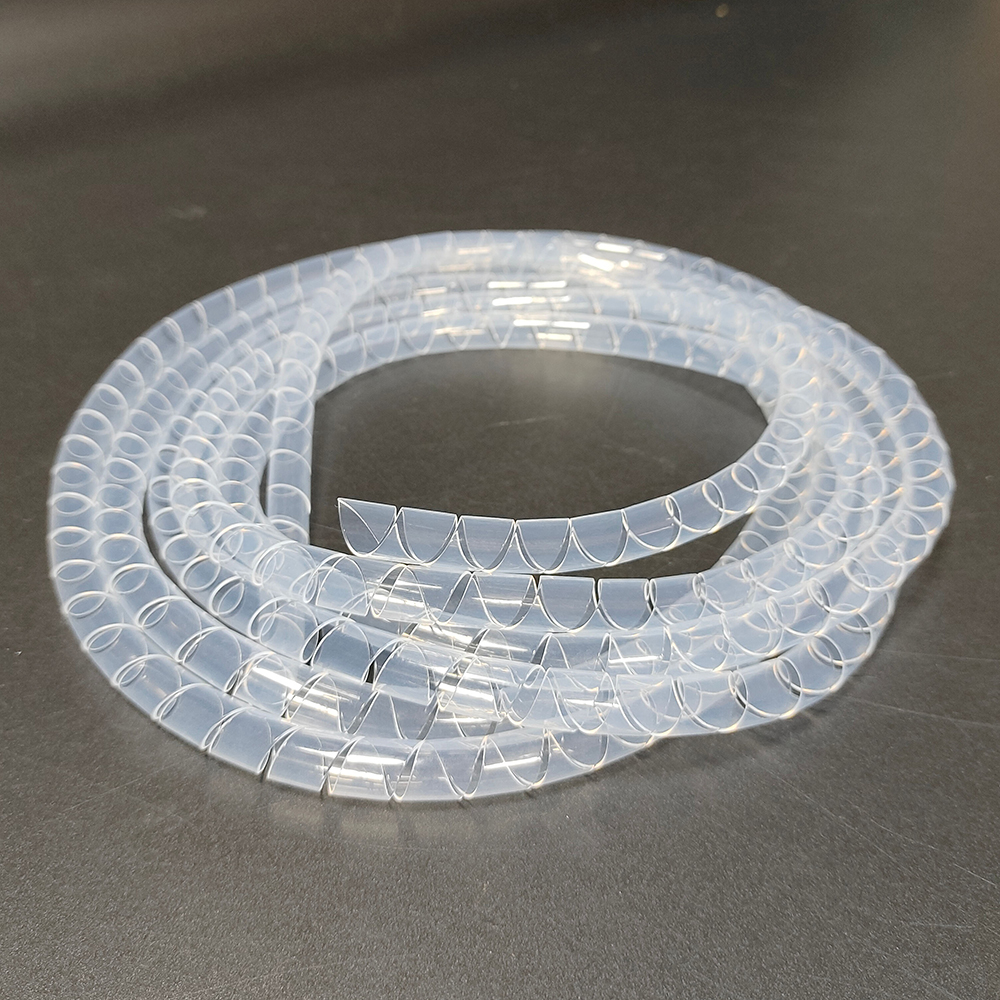 Прозрачная трубка из FEP/PTFE, нарезанная роторным способом, устойчивая к высоким и низким температурам, коррозионностойкая, огнестойкая, спирально намотанная из тефлона, для проводов и кабелей.