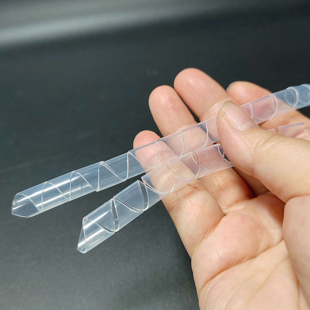 Прозрачная трубка из FEP/PTFE, нарезанная роторным способом, устойчивая к высоким и низким температурам, коррозионностойкая, огнестойкая, спирально намотанная из тефлона, для проводов и кабелей.