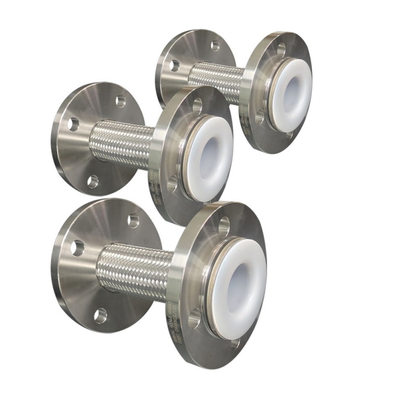 Трубка из нержавеющей стали 304 с тефлоновой оплеткой и тефлоновым покрытием, гофрированная труба с тефлоновым фланцем