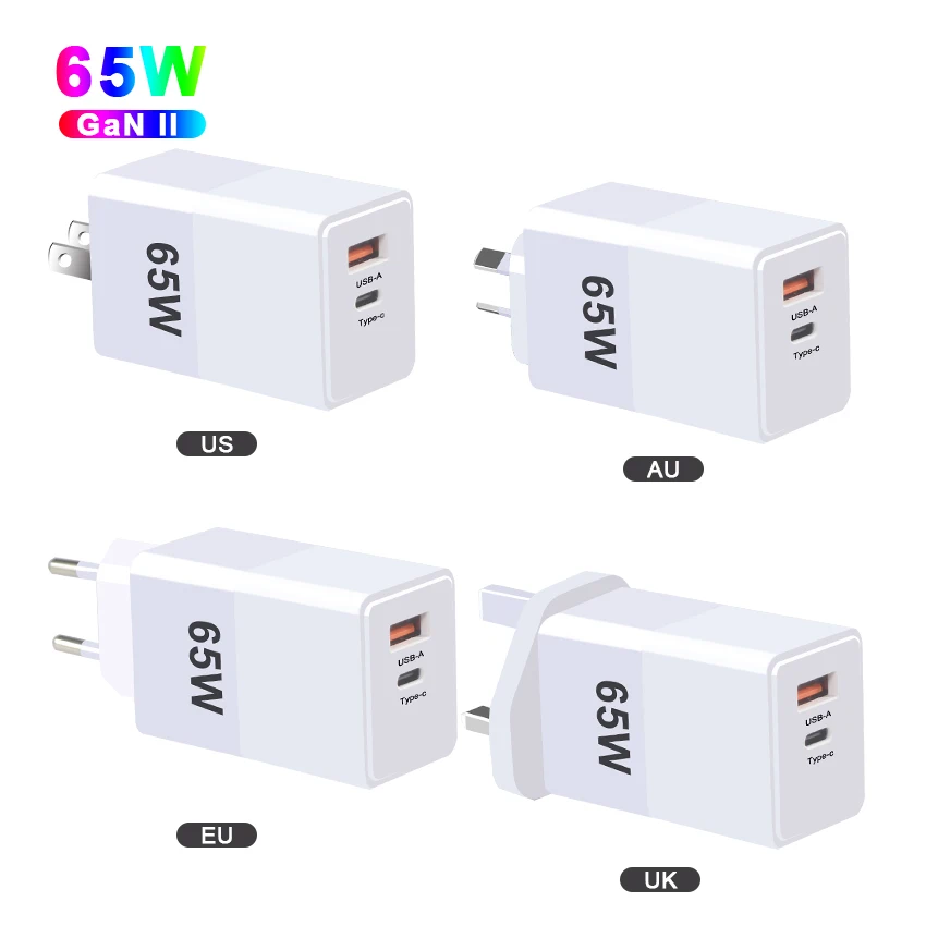 Двойной Qc3.0 Pd 65W Usb Type C Port PPS 65W адаптер 20V 3.25A для ноутбука