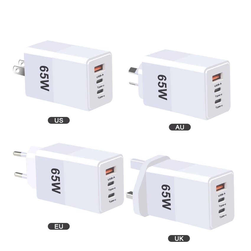 2C+1A Pd 65W Usb Type C Быстрая зарядка 65W Technology Travel EU Gan зарядное устройство