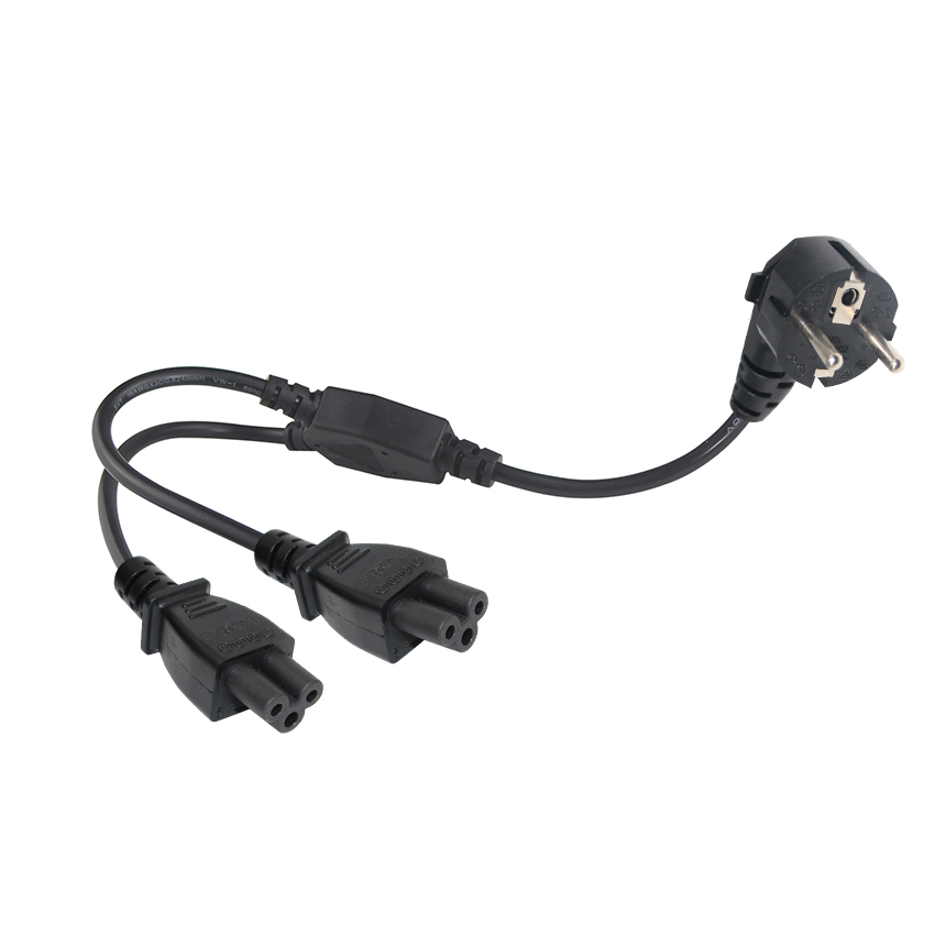 2-канальный Y-разветвитель CEE/7 AC Schuko EU Plug To 2*C13 Power Cable