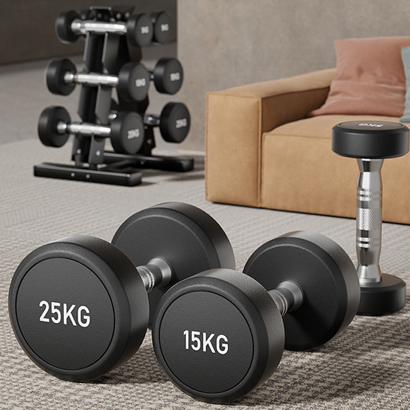 Гантели с круглой головкой и резиновым покрытием