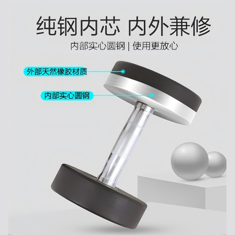 Гантели с круглой головкой и резиновым покрытием