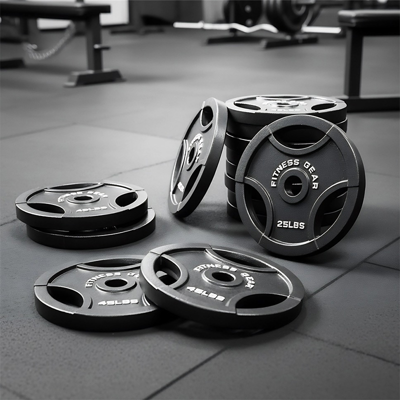 Окрашенные диски для гантелей с тремя отверстиями : точность ковки, исключительное глянцевое, долговечное лакокрасочное покрытие – точный и надежный выбор.