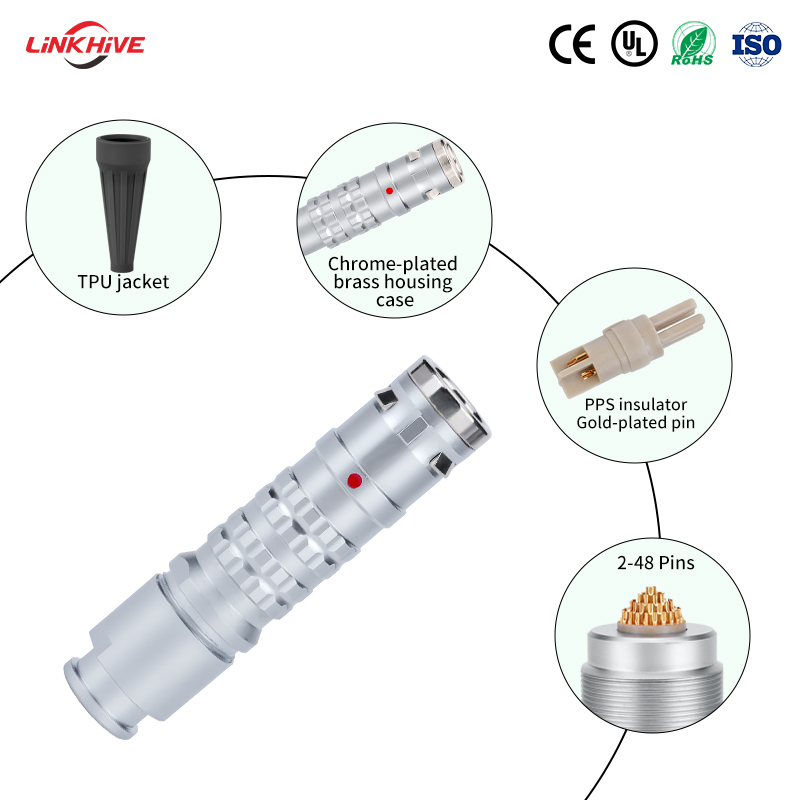OEM-дизайн FGG/FHG/EGG/ENG/EHG/PHG/PKG/HEG/HGG, вилки и розетки, серия K, позолоченные контакты 0K–4K, соединители с толкательно-тяговым самоблокирующимся механизмом