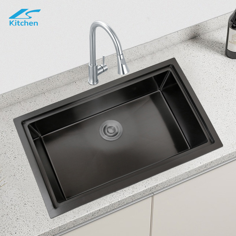 Черная прямоугольная раковина под столешницей LS-6848HAE nano black из высококачественной нержавеющей стали