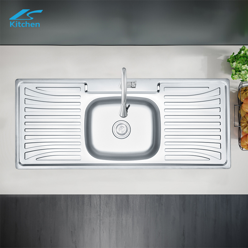 Популярная кухонная мойка с крылом и полкой для хранения LS-12050SC большого размера