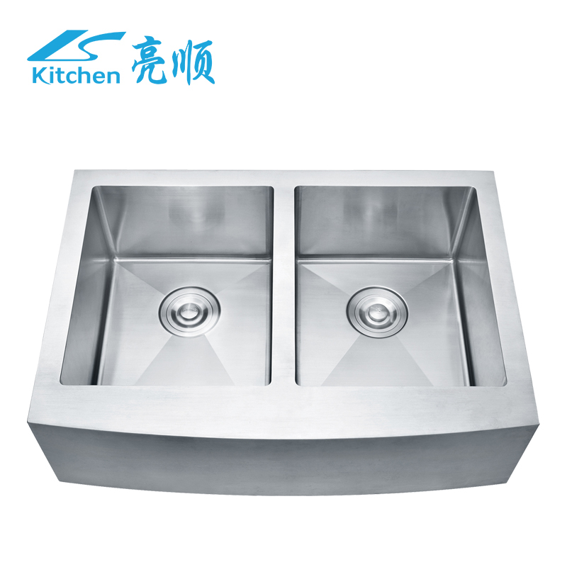 Раковина с фартуком для фермы LS-8456DHB2-S из высококачественной нержавеющей стали с двумя прорезями, утолщенными и углубленными