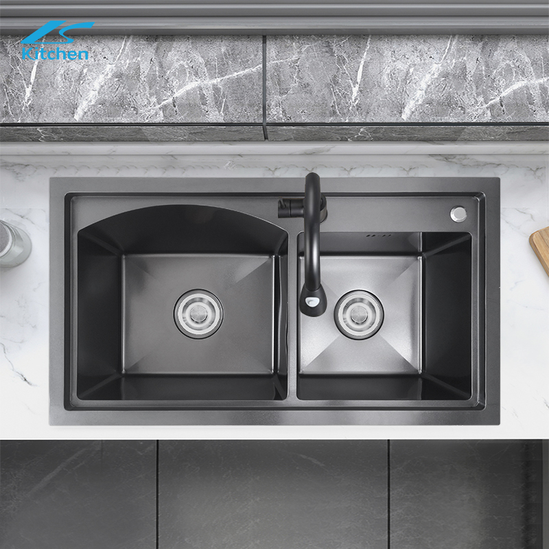 Кухонная мойка Black King Kong из черной нержавеющей стали LS-HM7843T-B в современном минималистском стиле