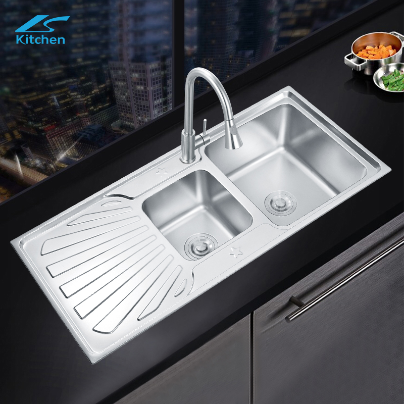 LS-10849 большая кухонная раковина с двойной раковиной 1080 * 490 * 210 мм стильный и красивый дизайн кухонной раковины из нержавеющей стали