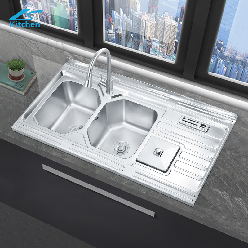 Кухонная раковина из нержавеющей стали 3040 LS-12060A заводского производства с прямоугольной двойной раковиной