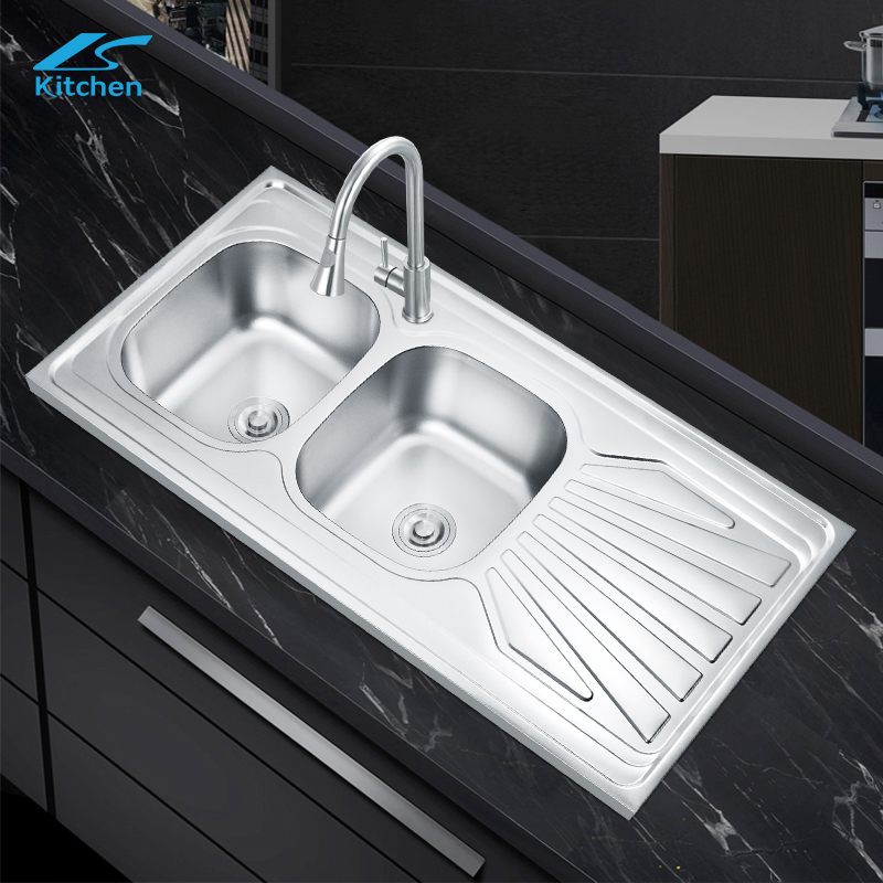 Коммерческая удлиненная кухонная раковина с двойной раковиной под столешницей LS-12060B из матовой нержавеющей стали марки 304