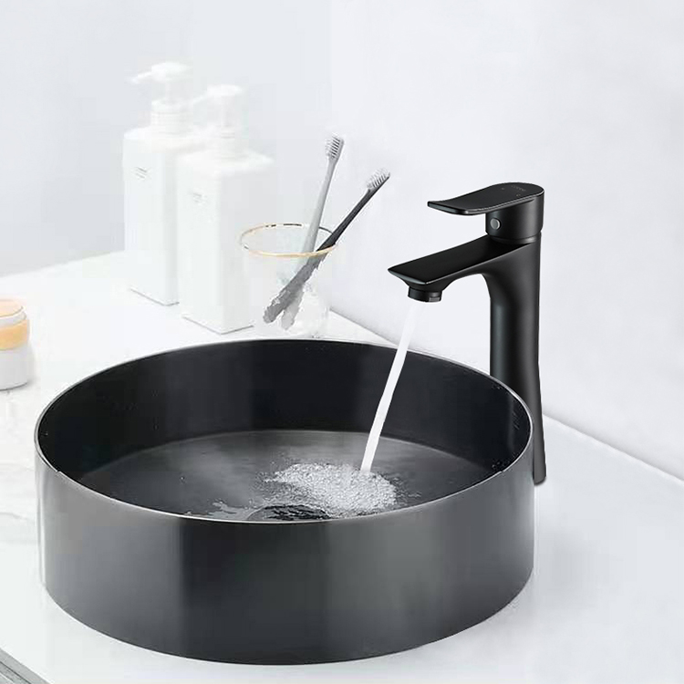 Высококачественная круглая раковина для ванной комнаты в современном стиле LS-3737B nano black rose gold