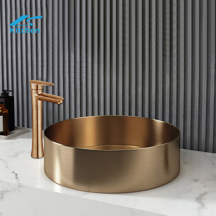 Золотая круглая раковина для ванной комнаты LS-3737G высококачественная кухонная раковина nano gold