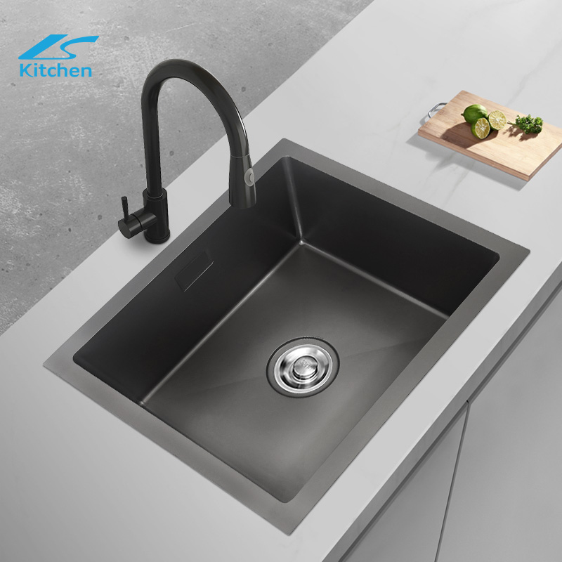 Коммерческая кухонная раковина ручной работы с настраиваемой одинарной раковиной LS-LS-4540SHA-B над раковиной-стойкой