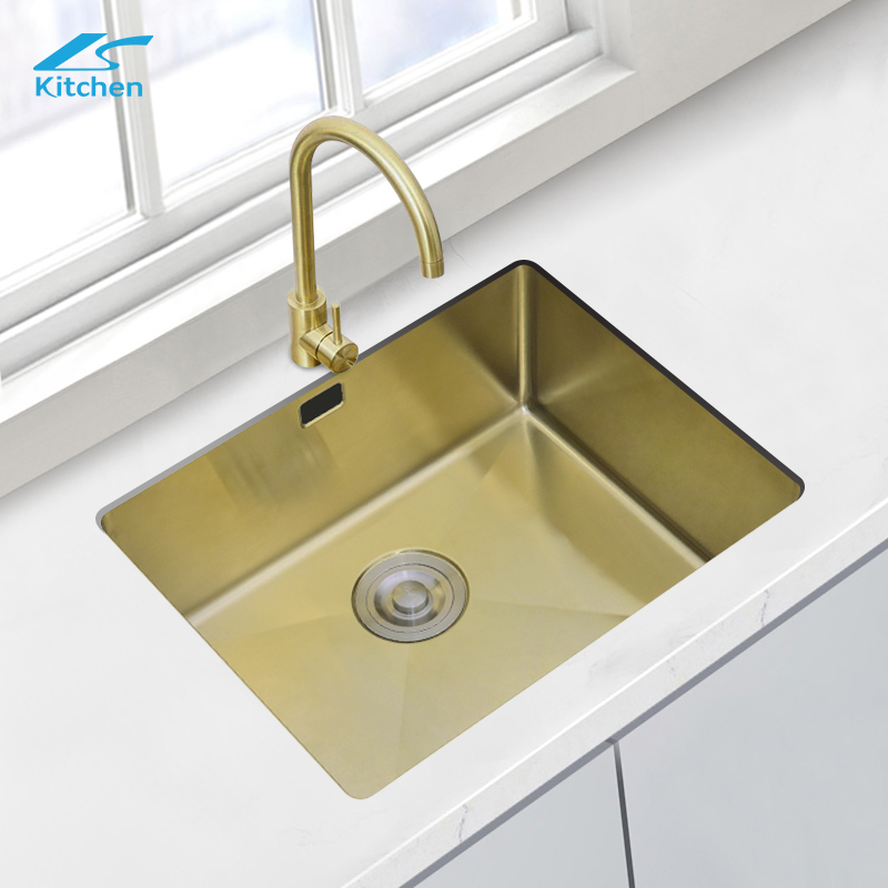 Высококачественная светлая кухонная мойка золотистого цвета под столешницей в роскошном стиле LS-5040SHA-G для семейных гостиничных апартаментов