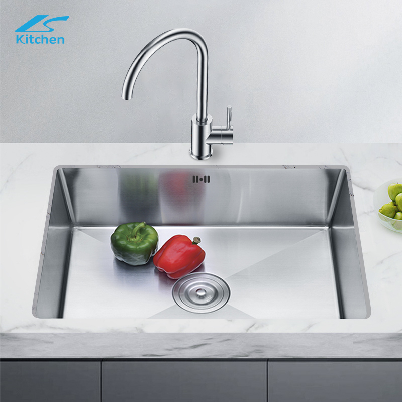 Прямоугольная раковина ручной работы из нержавеющей стали LS-6045SHA-S с одной раковиной под столешницей