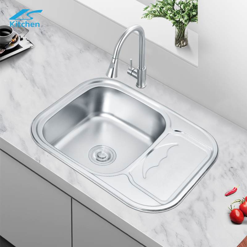 LS-6349 Небольшая бытовая мойка из нержавеющей стали с закругленными углами, одинарная чаша с пластиной