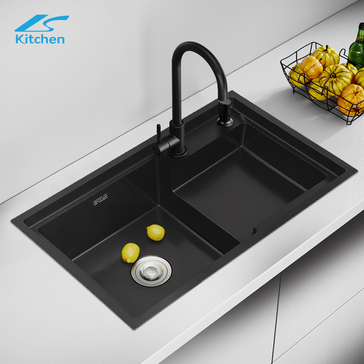 Кухонная мойка Nano black stepped LS-7545HD с одной раковиной над столешницей