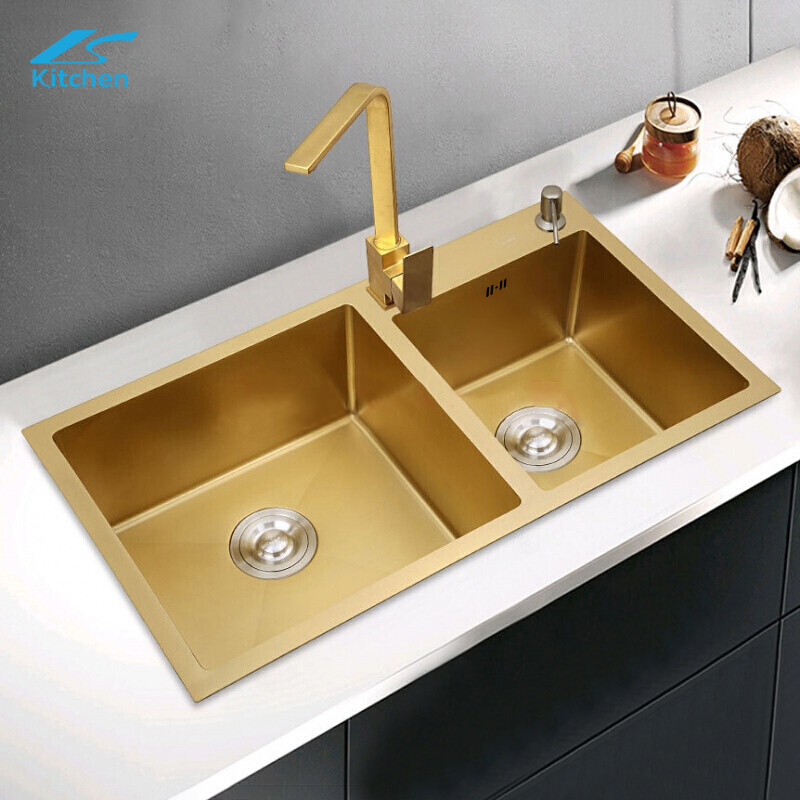 Продажа кухонной мойки Villa sink golden double basin LS-8245HR кухонная мойка для приготовления пищи