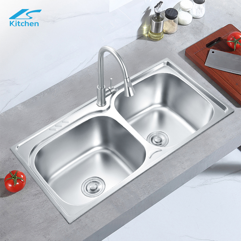 Высококачественная, популярная кухонная мойка с двумя чашами LS-8848, мойка для дома с выдвижной раковиной