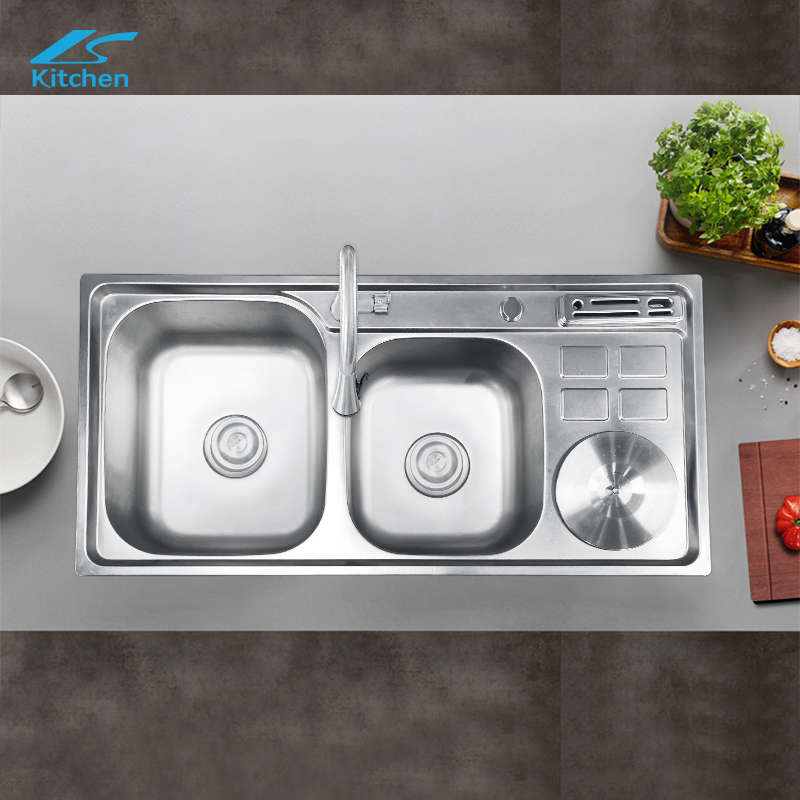 Раковина из нержавеющей стали LS-9245B, изготовленная по индивидуальному заказу фабрики, утолщенная двойная раковина с мусорным ведром